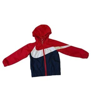 NIKE boys jacket 3T toddler windbreaker zipper hooded swoosh colorblock light